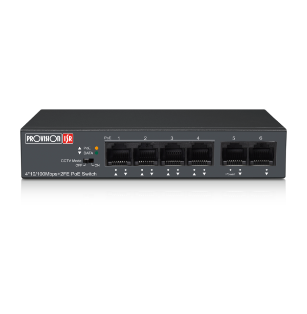 4-port 10/100Mbps PoE switch,CCTV Mod, 2-port 10/100Mbps UPLINK ,60W unutrasnje napajanje